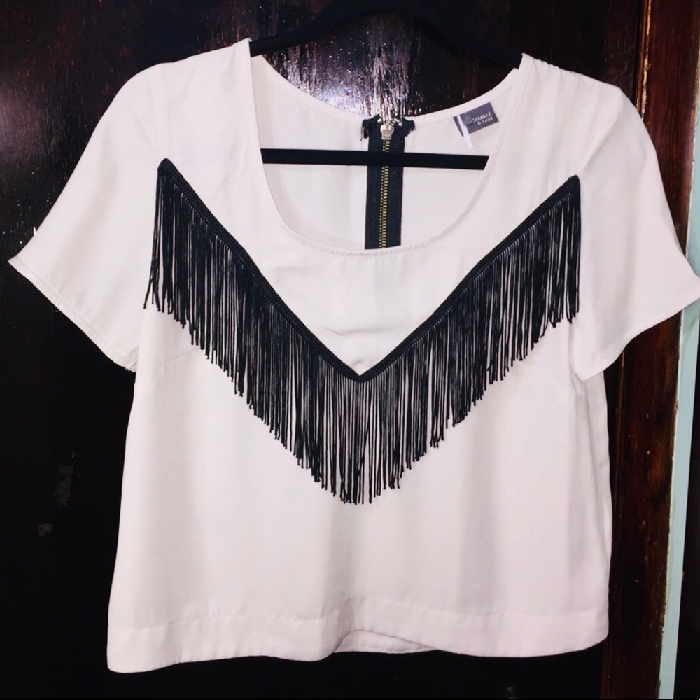 NWOT white fringe CROP TOP Urban Outfitters NEW